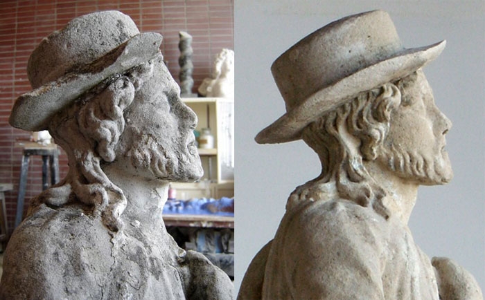 Reštaurovanie kamennej sochy sv. Vendelína z 19. stor.,  zo Záhorskej Vsi, 2008